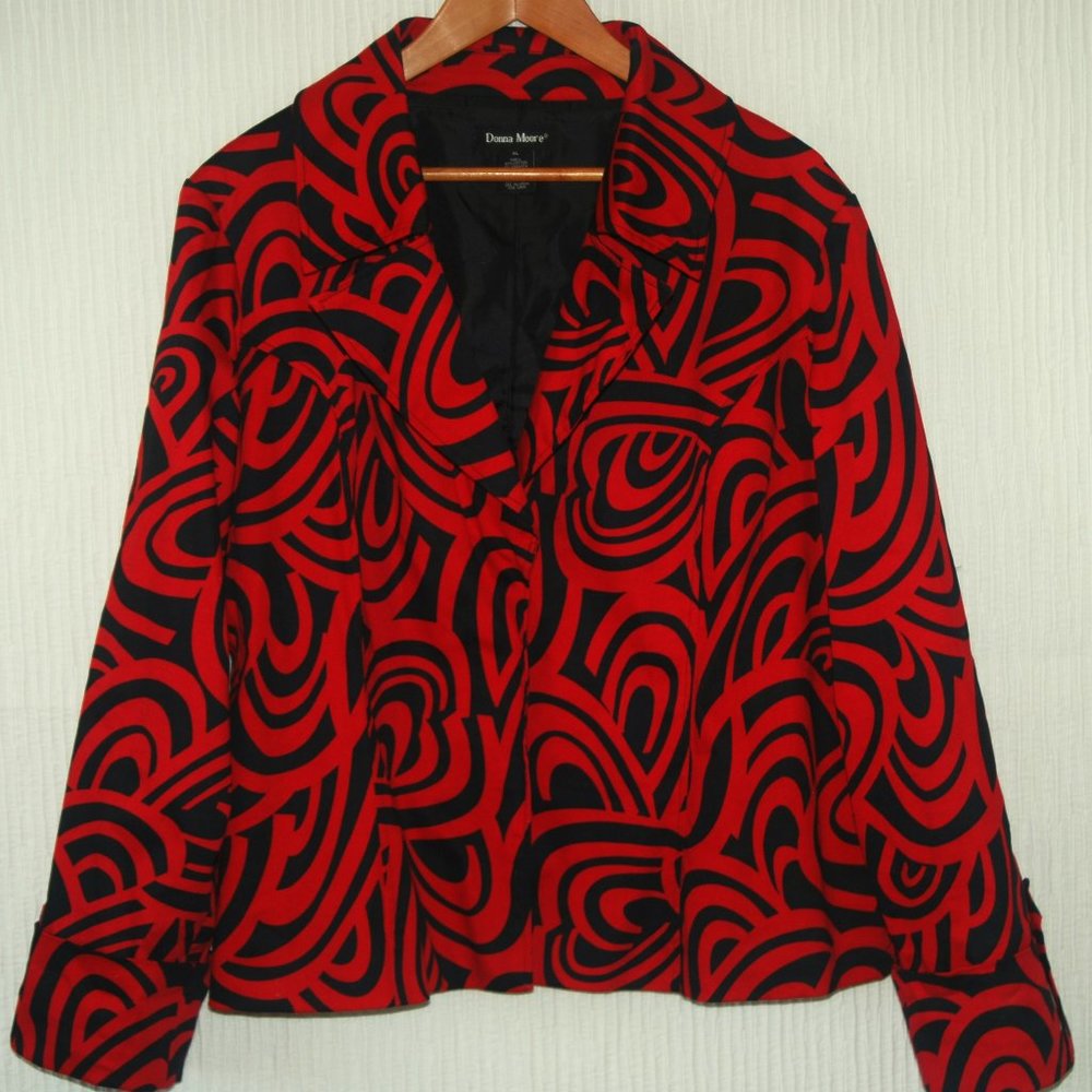 Donna  Moore Printed Red & Black Jacket
